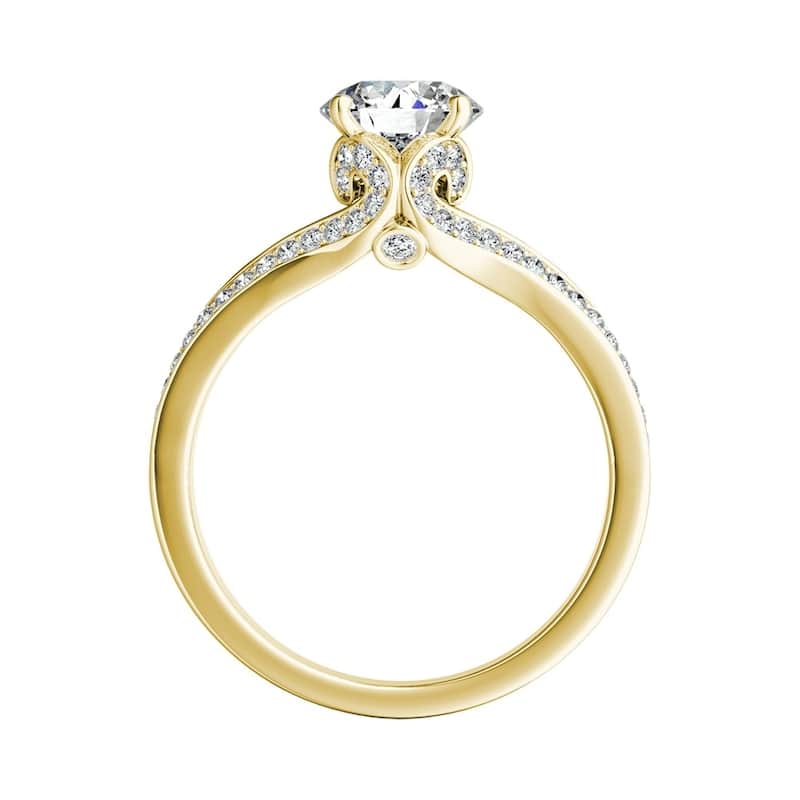 Auriya Round 1/2ct Moissanite and 1/3ctw Diamond Engagement Ring 14k Gold