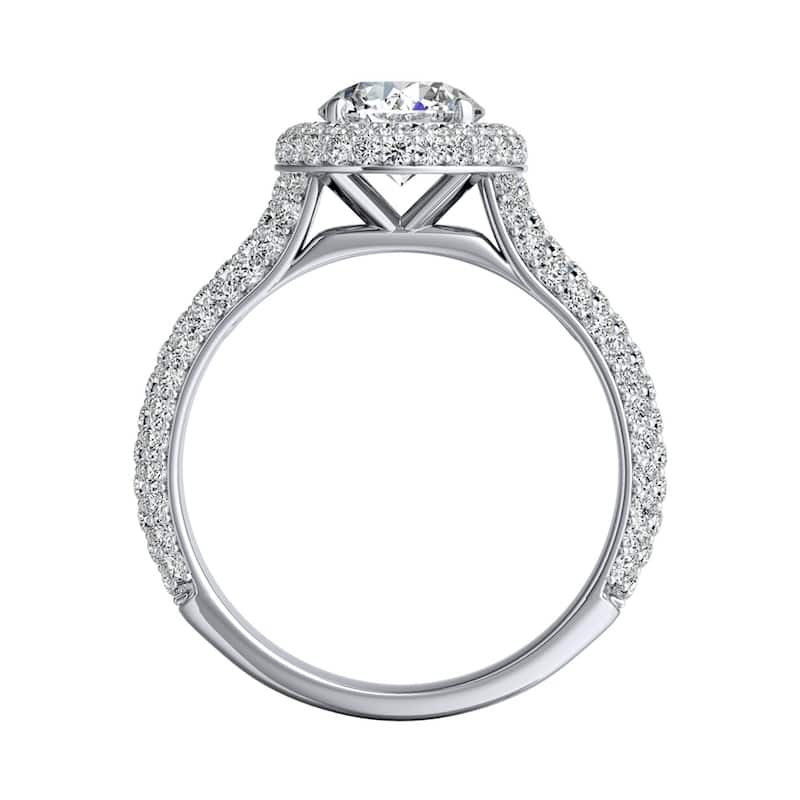 Auriya Double Edged 1 1/2ct Moissanite and 3/4ctw Pave Halo Diamond Engagement Ring 14k Gold