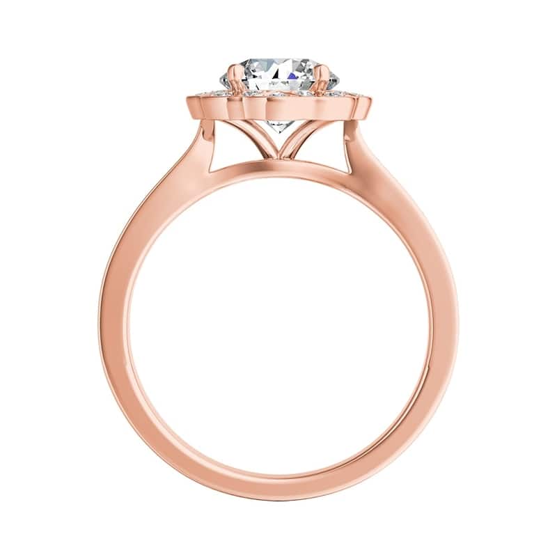Auriya Vintage 3/4ct Round Moissanite and 1/3ctw Halo Diamond Engagement Ring 14K Gold
