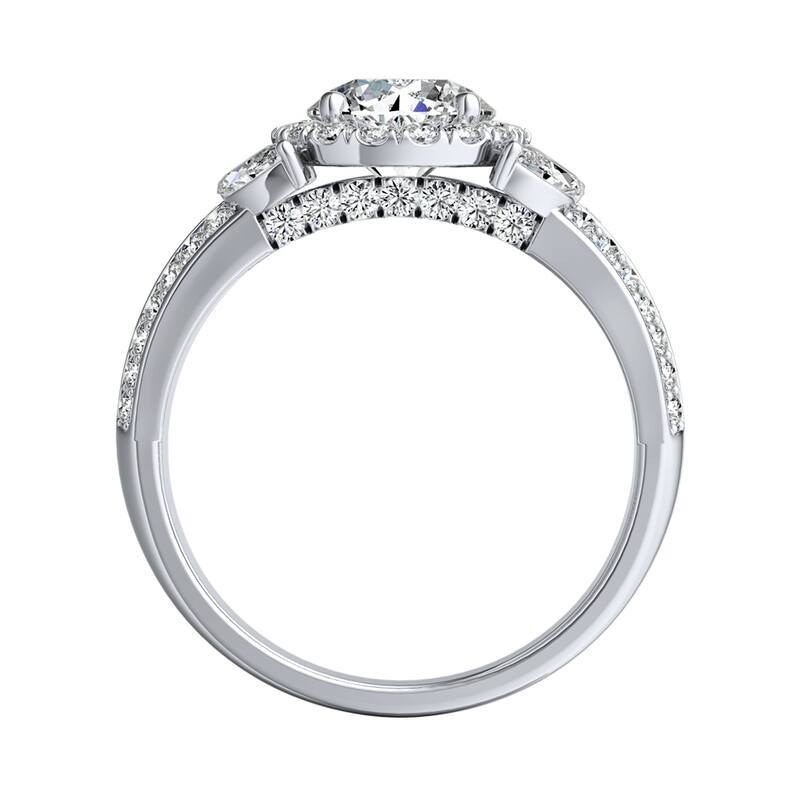 Auriya Round 2ct Moissanite and 3/4ctw Halo Diamond Engagement Ring 14K