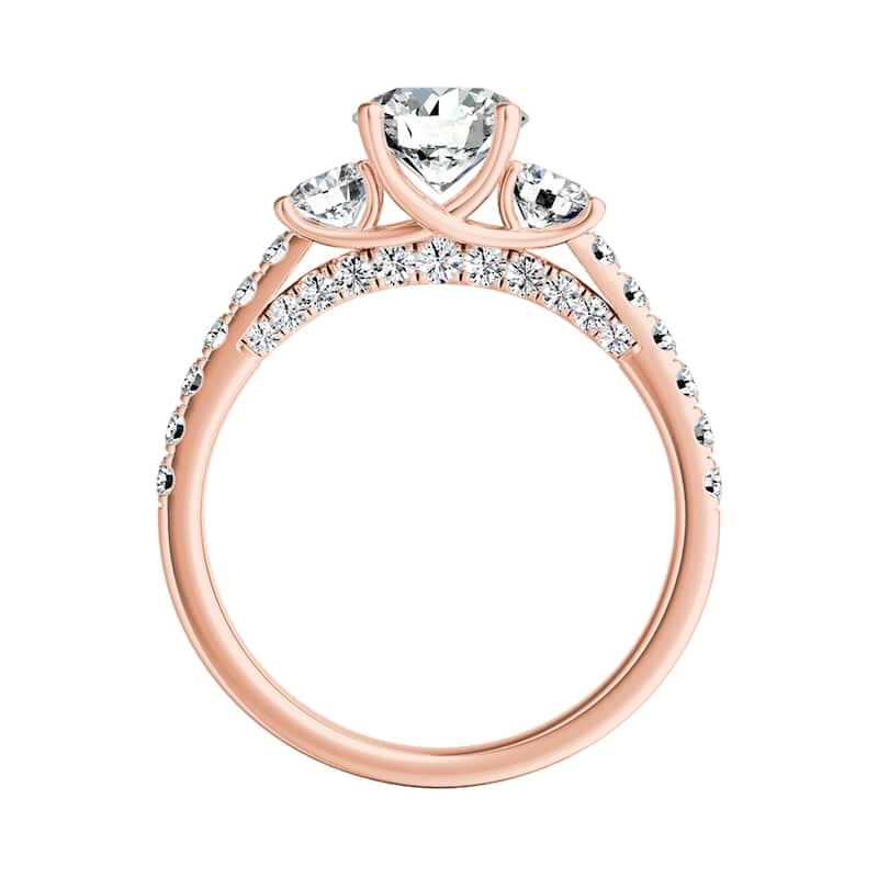 Auriya 3-Stone 3/4ct Round Moissanite and 7/8ct Diamond Engagement Ring 14K Gold