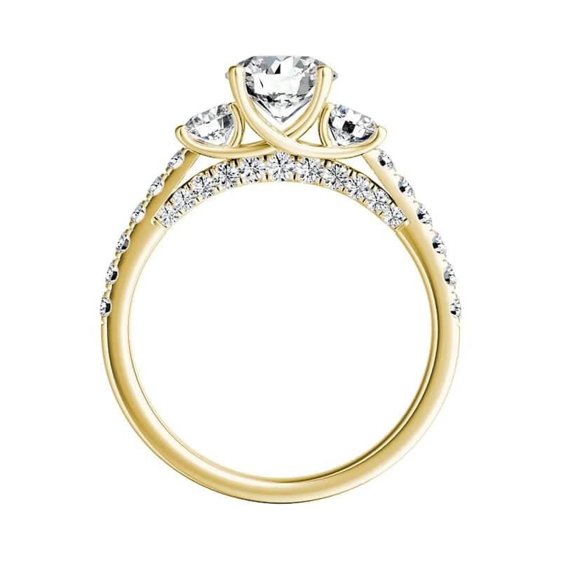 Auriya 3-Stone 3/4ct Round Moissanite and 7/8ct Diamond Engagement Ring 14K Gold