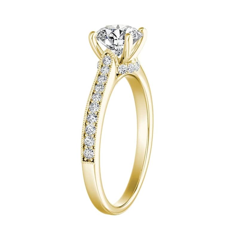 Auriya 14k Gold Round 4ct Moissanite and 1/5ct TDW Diamond Vintage Inspired Engagement Ring