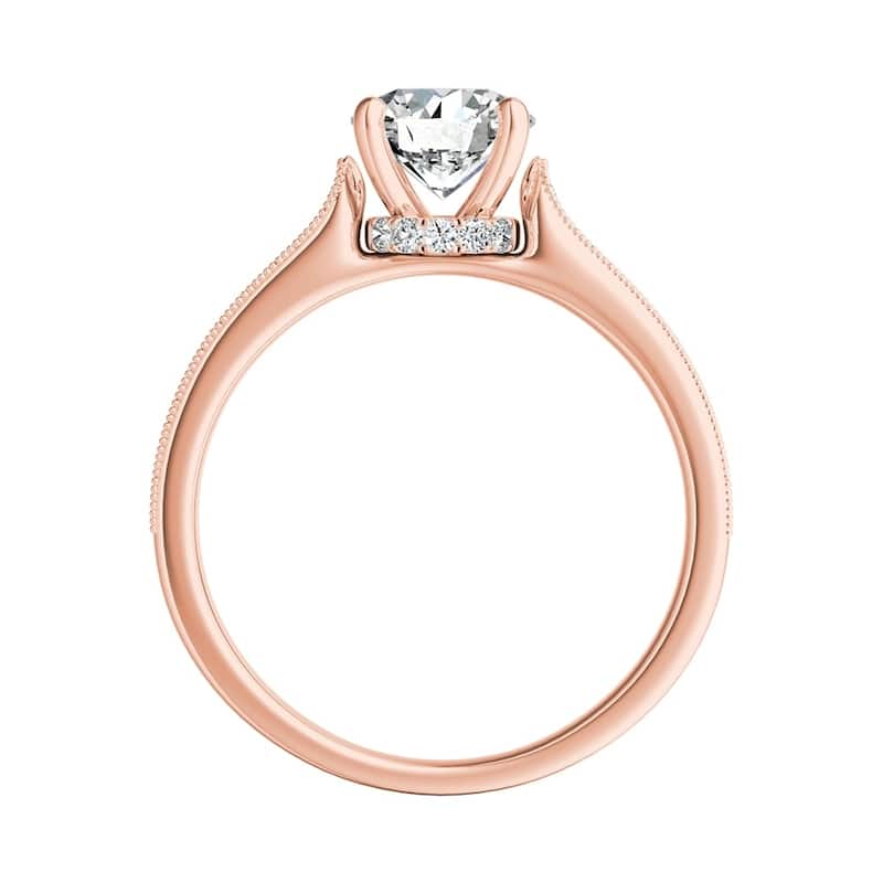 Auriya 14k Gold Round 4ct Moissanite and 1/5ct TDW Diamond Vintage Inspired Engagement Ring
