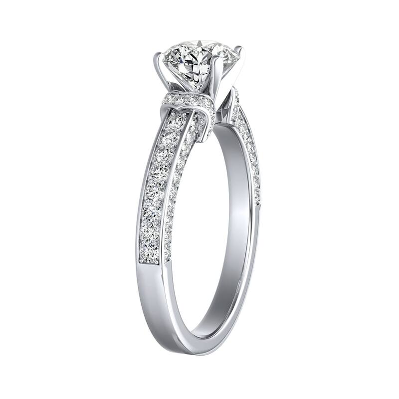 Auriya Round 1/2ct Moissanite and 3/8ct TDW Diamond Engagement Ring 14K Gold