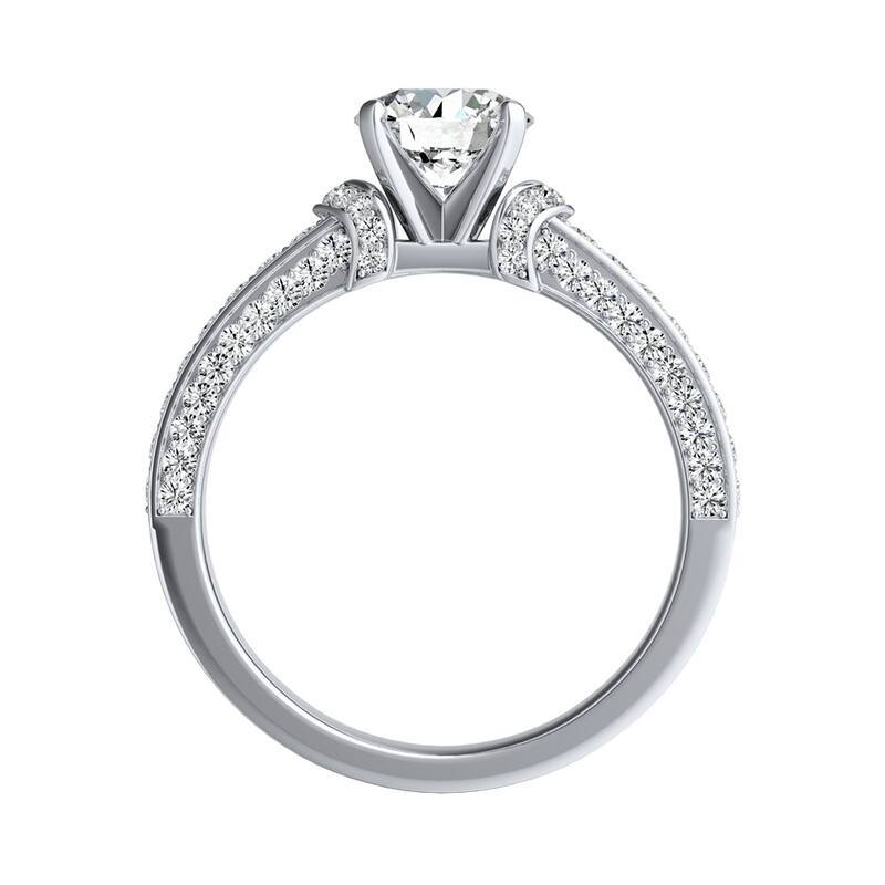 Auriya Round 1/2ct Moissanite and 3/8ct TDW Diamond Engagement Ring 14K Gold