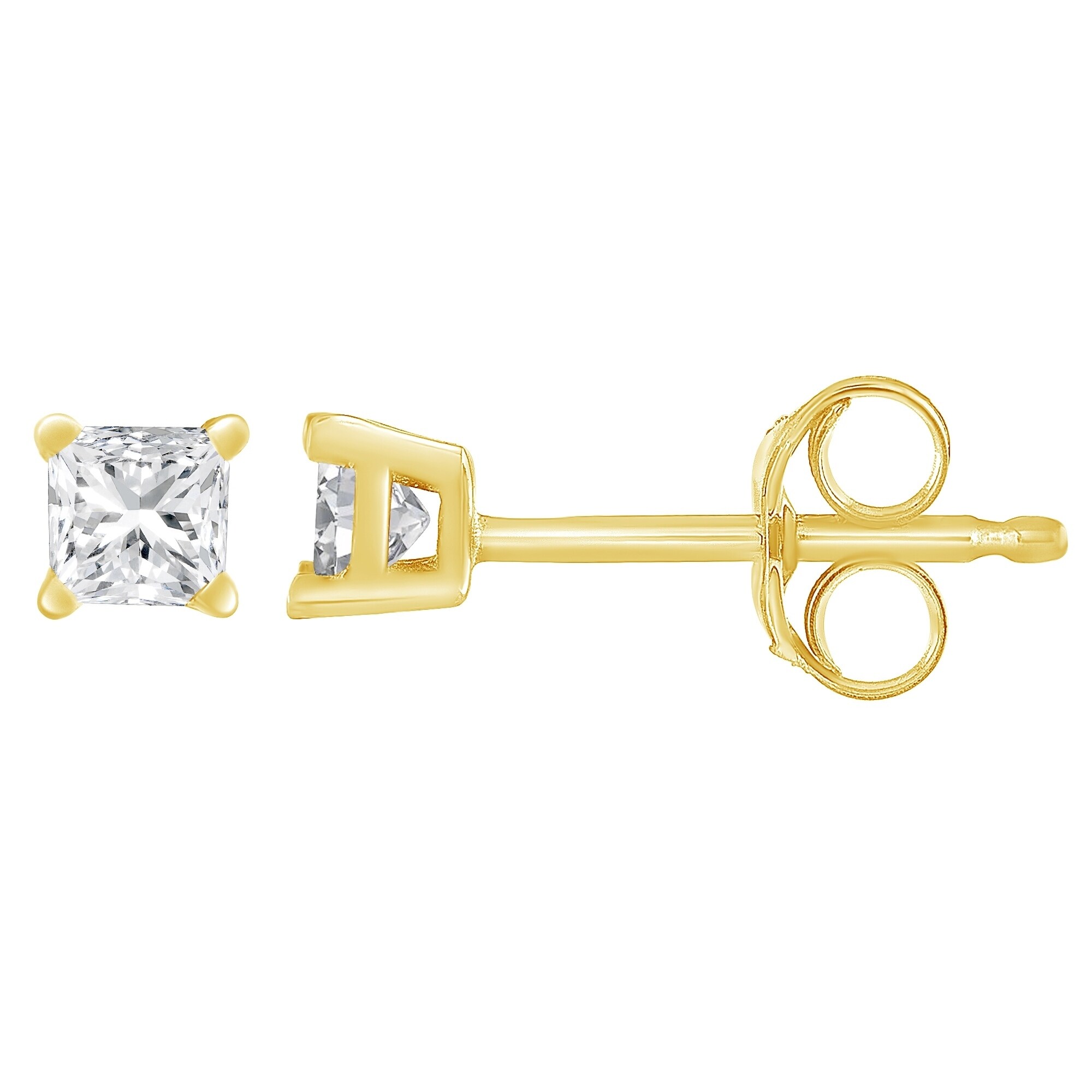 Shop 14k Yellow Gold 0 75 Ct Princess Cut Diamond Stud Earrings I J I2 I3 Overstock 21957089