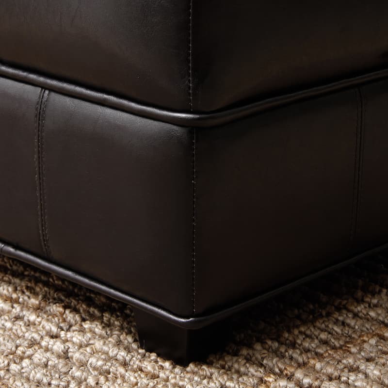 Copper Grove Griffin Espresso Brown Bi-cast Leather Storage Ottoman