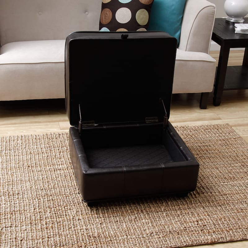 Copper Grove Griffin Espresso Brown Bi-cast Leather Storage Ottoman