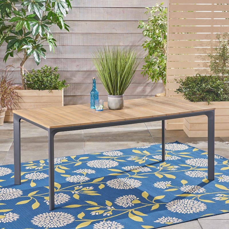 Westcott Outdoor Aluminum and Wood Dining Table by Christopher Knight Home - 70.25"L x 35.50"W x 29.25"H - Grey