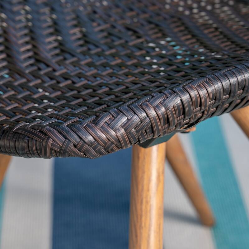 Dalupiri Outdoor 7 Piece Acacia Wood and Wicker Dining Set by Christopher Knight Home