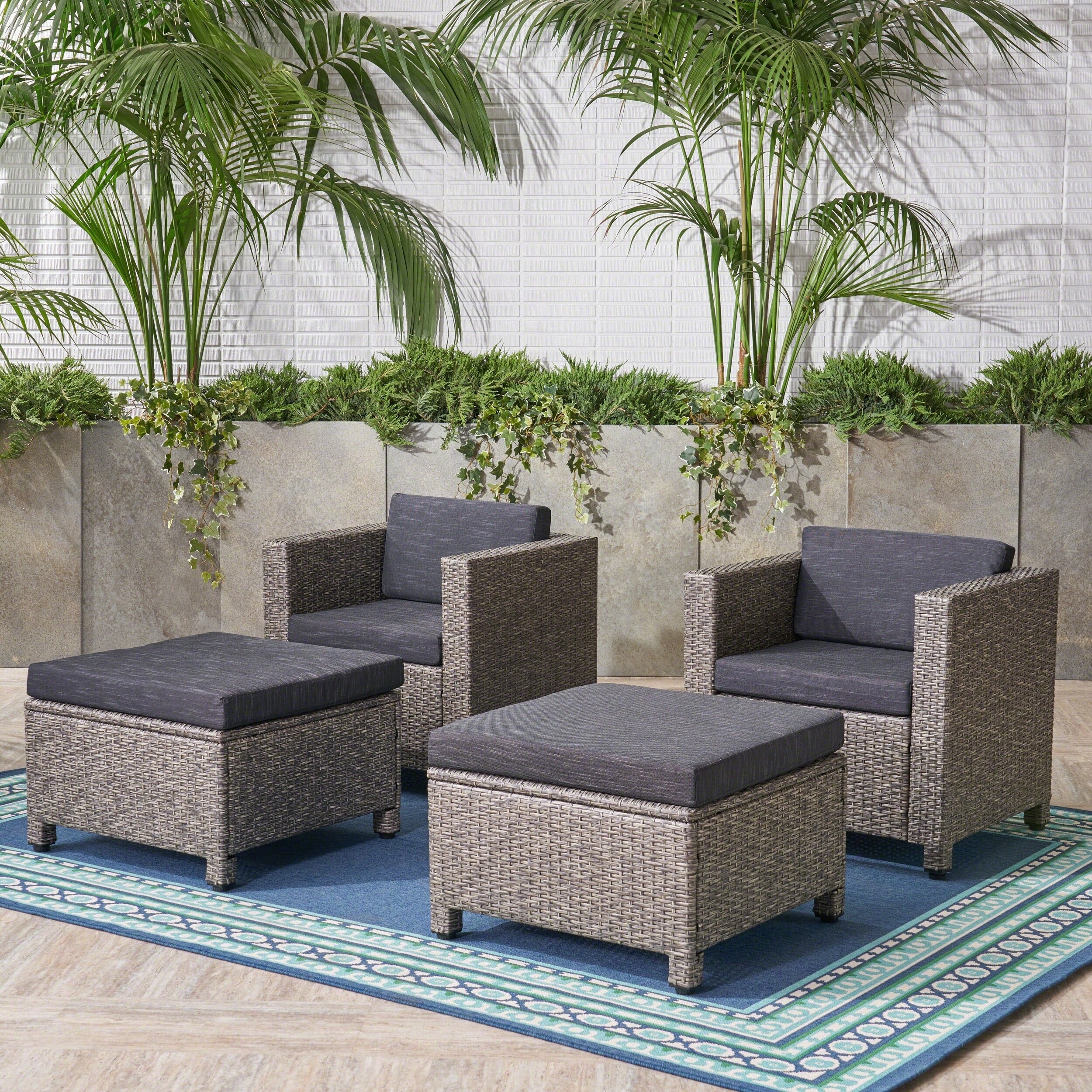 wicker ottoman set