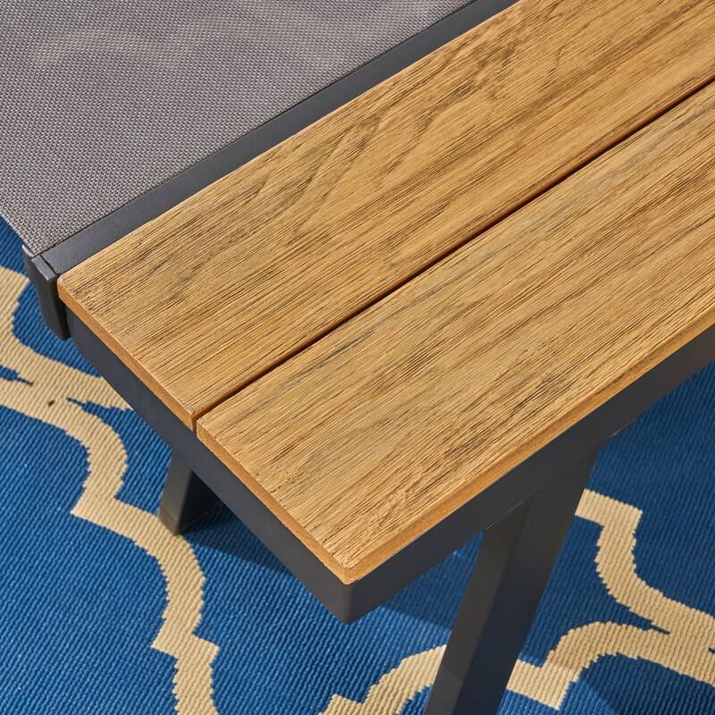 Waterloo Outdoor Mesh and Aluminum Chaise Lounge with Side Table (Set of 4) by Christopher Knight Home