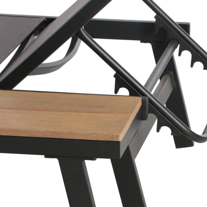 Waterloo Outdoor Mesh and Aluminum Chaise Lounge with Side Table (Set of 4) by Christopher Knight Home