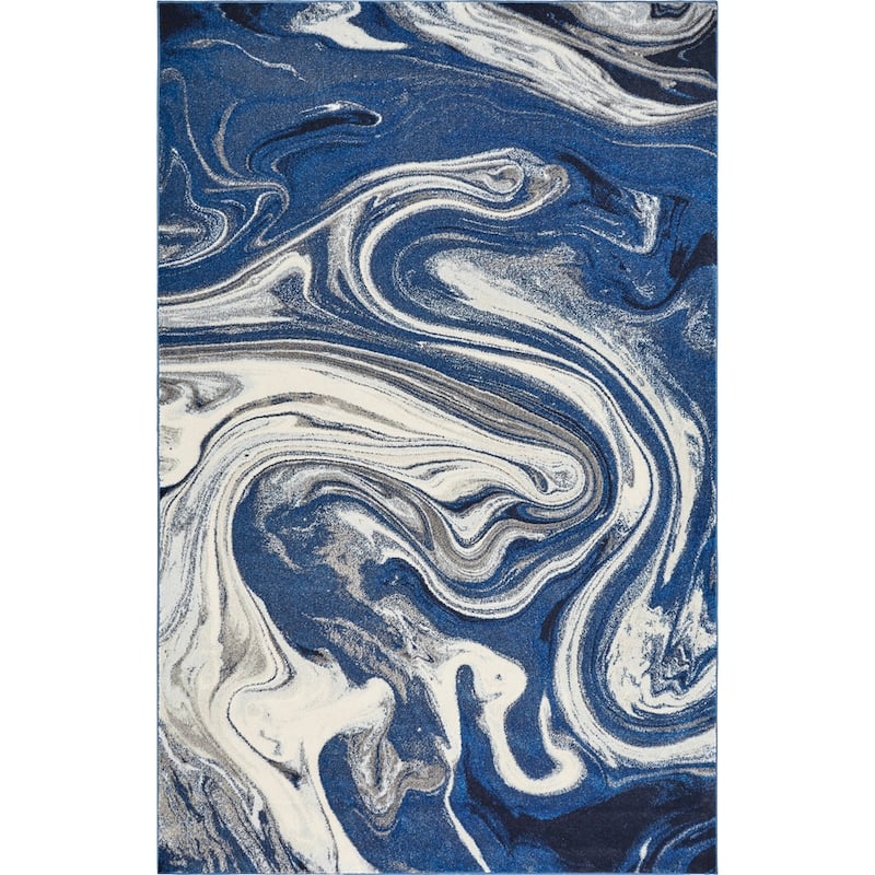 Porch & Den Hamlet Abstract Marbled Area Rug - 8'3" x10'2" - Blue
