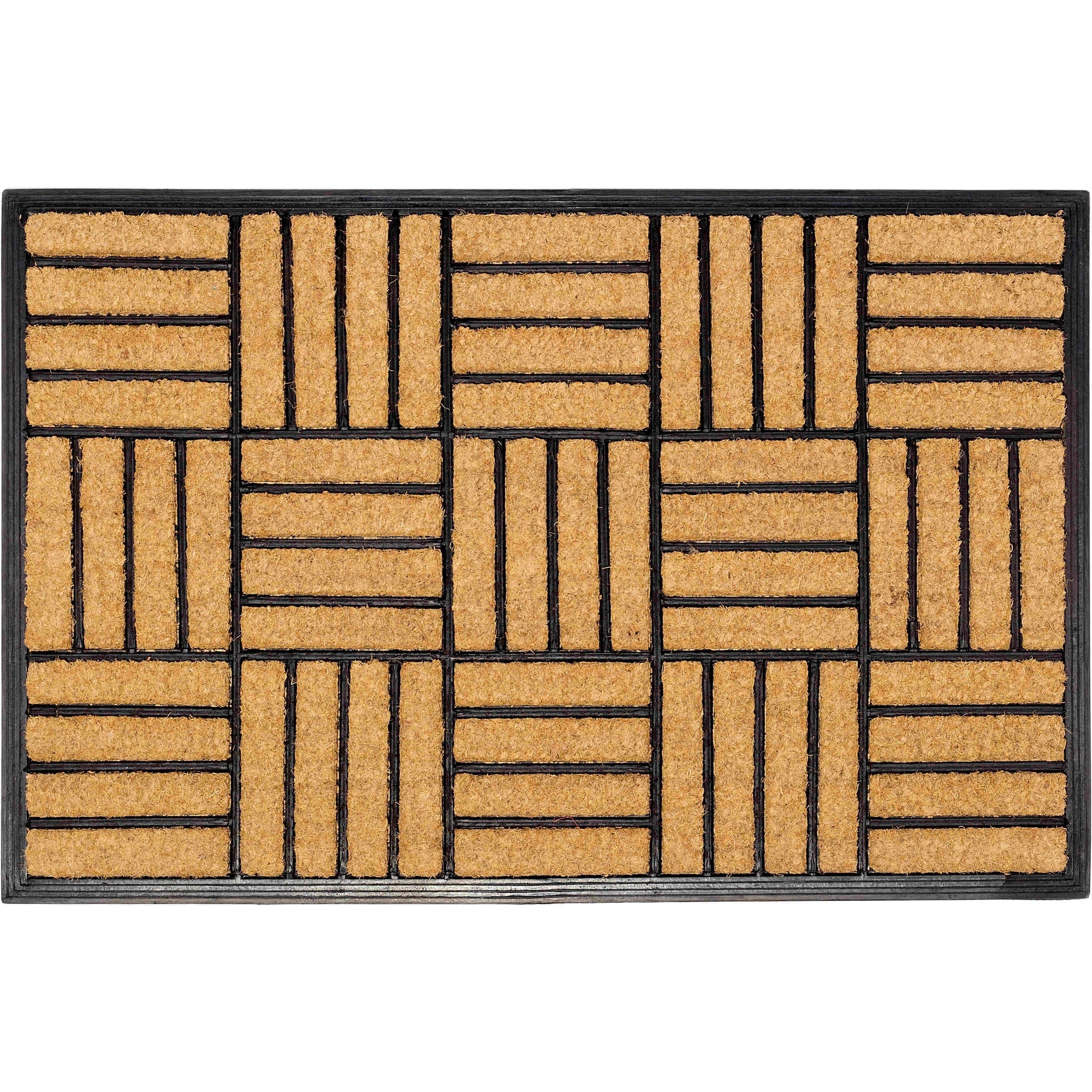 Handmade Brushed Coir Parquet Rubber Doormat 18 X 30 India