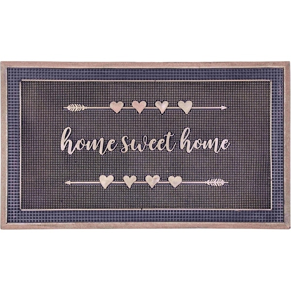 Handmade Home Sweet Home Gold Rubber Durable Doormat - 18" x 30" (India)