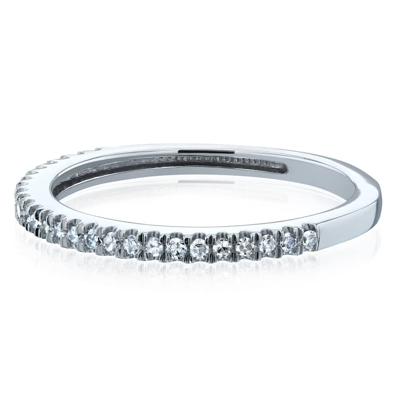 Annello by Kobelli 14k Gold 1/7ct TDW Diamond Pave Setting Womens Wedding Band - 11 - White