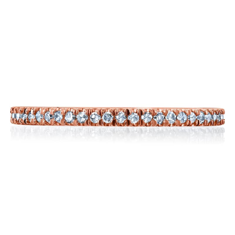 Annello by Kobelli 14k Gold 1/7ct TDW Diamond Pave Setting Womens Wedding Band