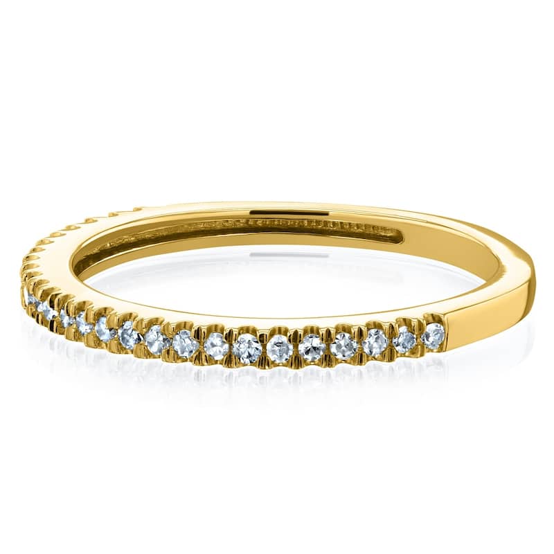 Annello by Kobelli 14k Gold 1/7ct TDW Diamond Pave Setting Womens Wedding Band