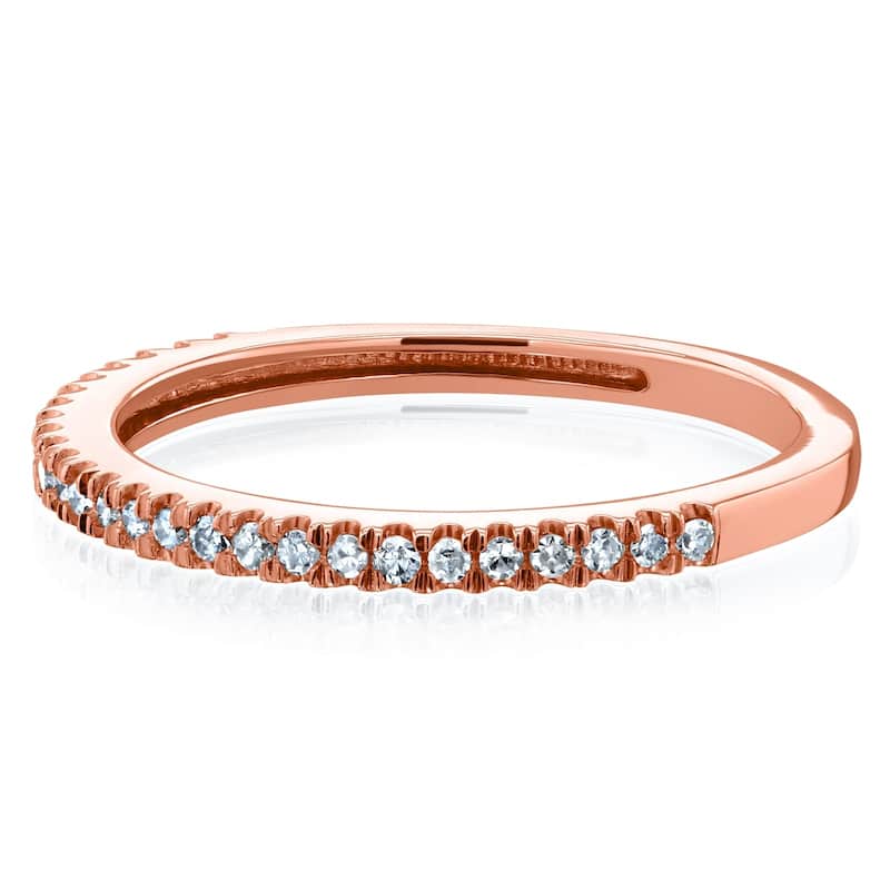 Annello by Kobelli 14k Gold 1/7ct TDW Diamond Pave Setting Womens Wedding Band
