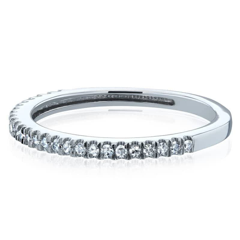 Annello by Kobelli 14k Gold 1/7ct TDW Diamond Pave Setting Womens Wedding Band