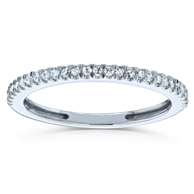 Annello by Kobelli 14k Gold 1/7ct TDW Diamond Pave Setting Womens Wedding Band
