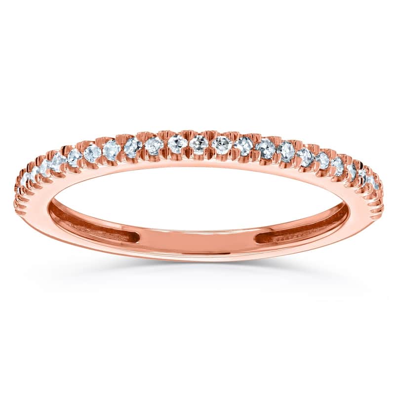 Annello by Kobelli 14k Gold 1/7ct TDW Diamond Pave Setting Womens Wedding Band