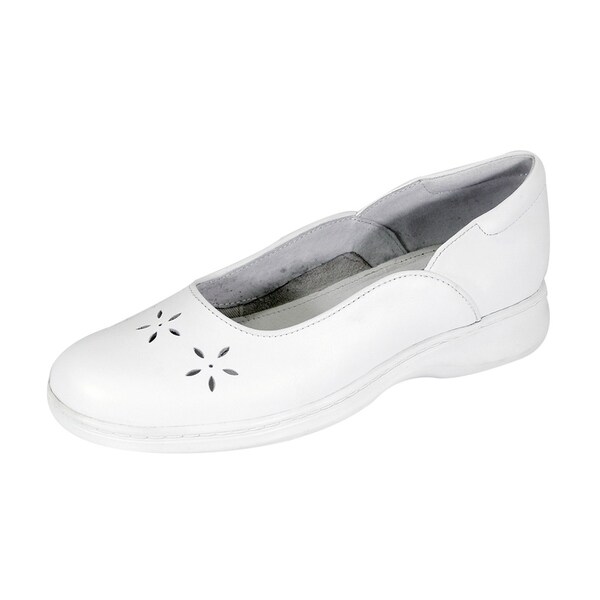 womens wide width white flats