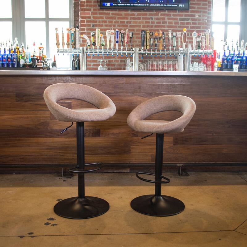 AmeriHome Classic Latte Brown Fabric Bar Stool Set