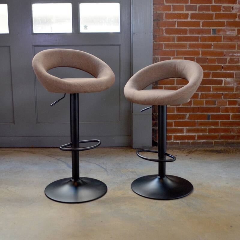 AmeriHome Classic Latte Brown Fabric Bar Stool Set