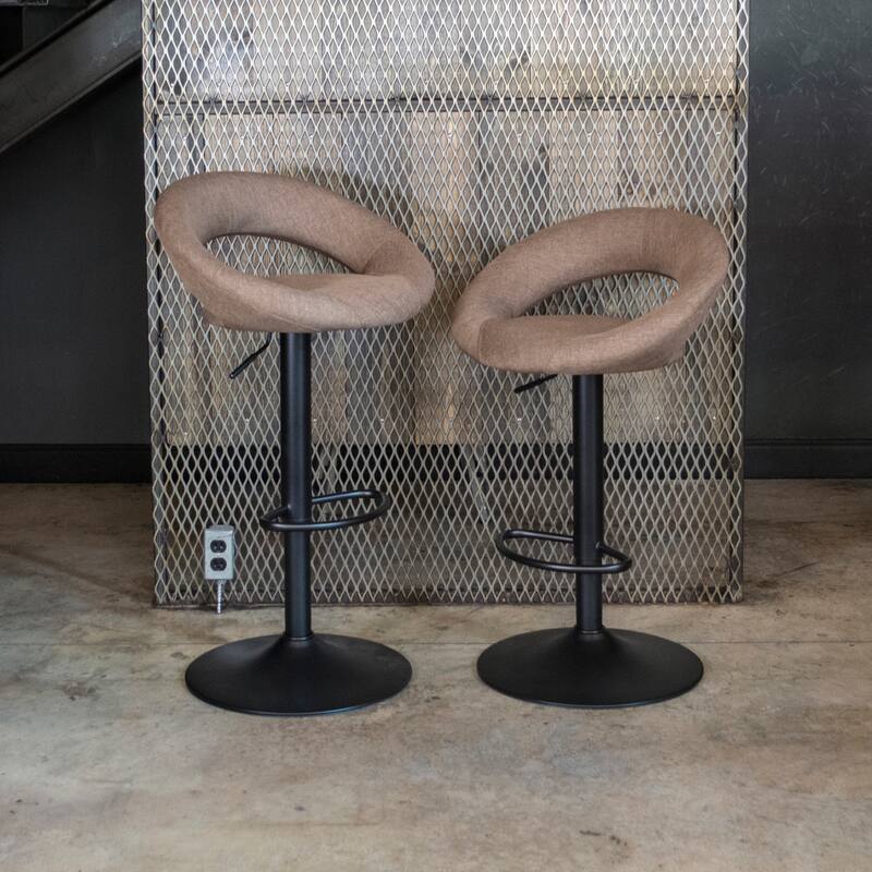 AmeriHome Classic Latte Brown Fabric Bar Stool Set