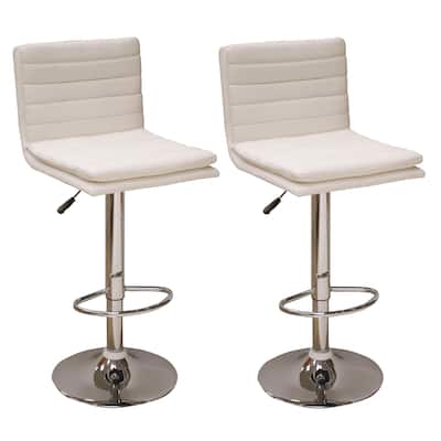 AmeriHome Modern Ripple Back Bar Stool - 2 Pc White