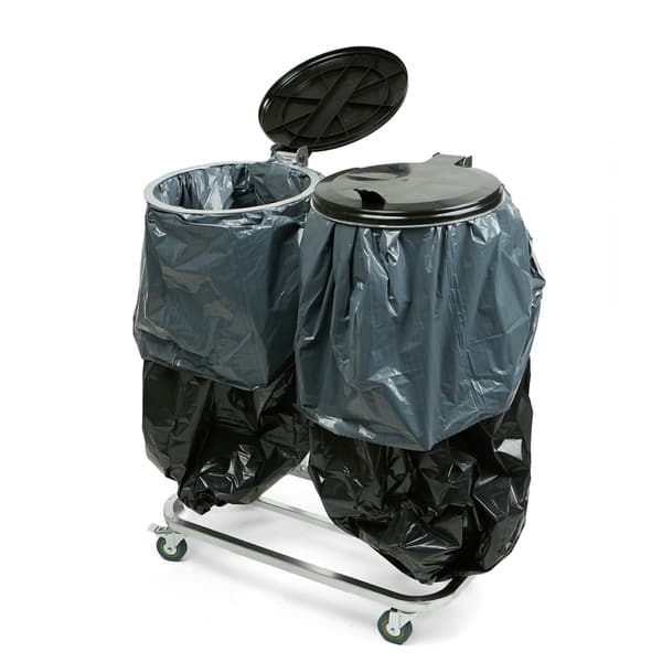 Mind Reader Dual Portable Trash Bag and Garbage Bag Holder with Lids for  Outdoor / Indoor Trash Can, Black - Bed Bath & Beyond - 21978563