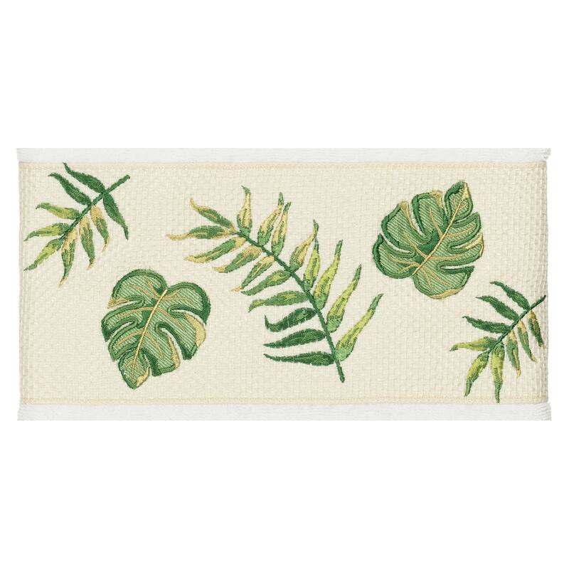 Authentic Hotel and Spa Turkish Cotton Palm Fronds Embroidered White 4-piece Bath Towel Set