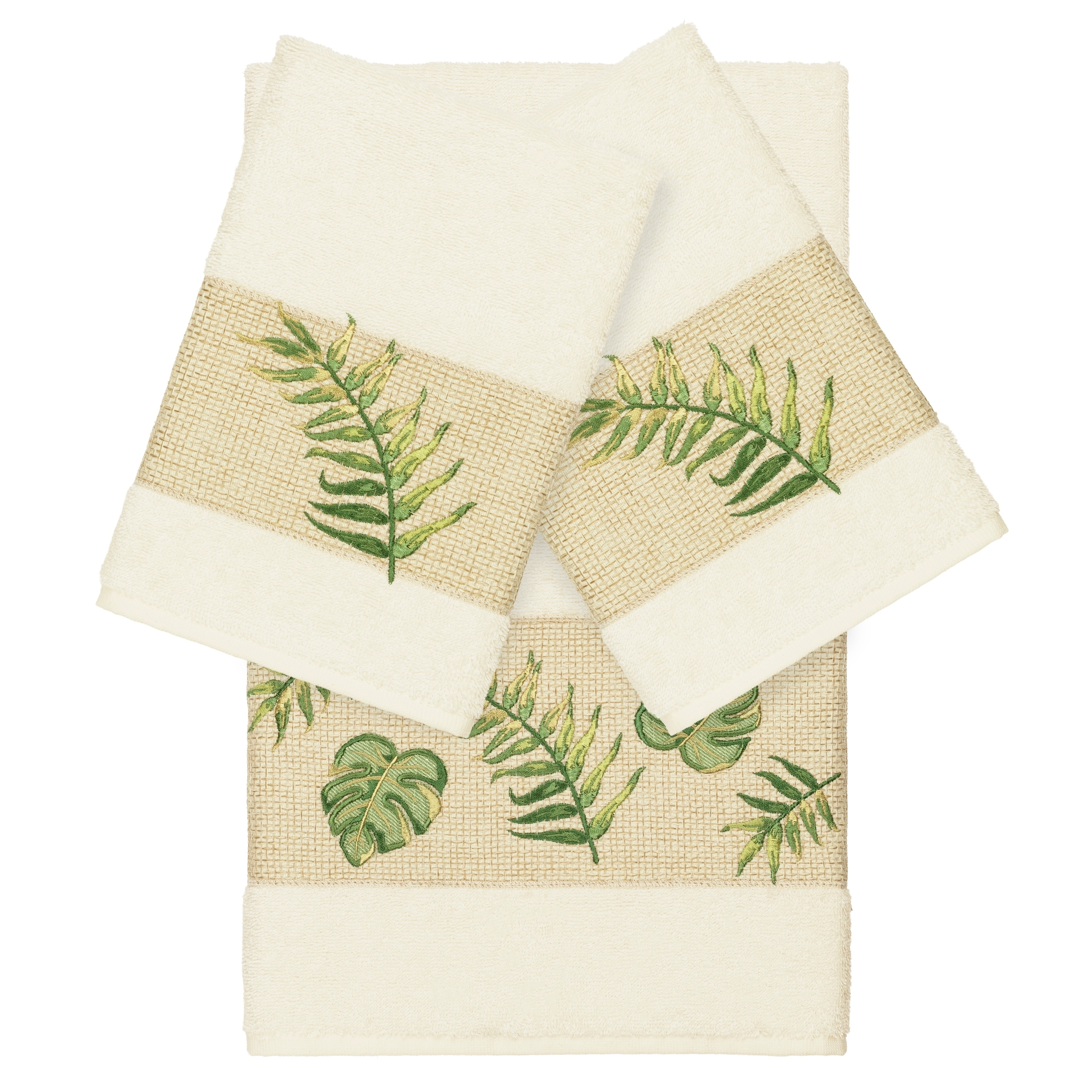 Authentic Hotel and Spa Turkish Cotton Palm Fronds Embroidered