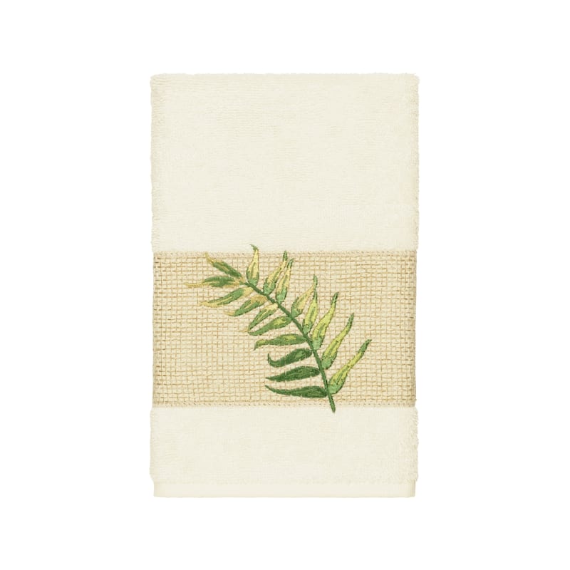 Authentic Hotel and Spa Turkish Cotton Palm Fronds Embroidered Cream 4-piece Towel Set