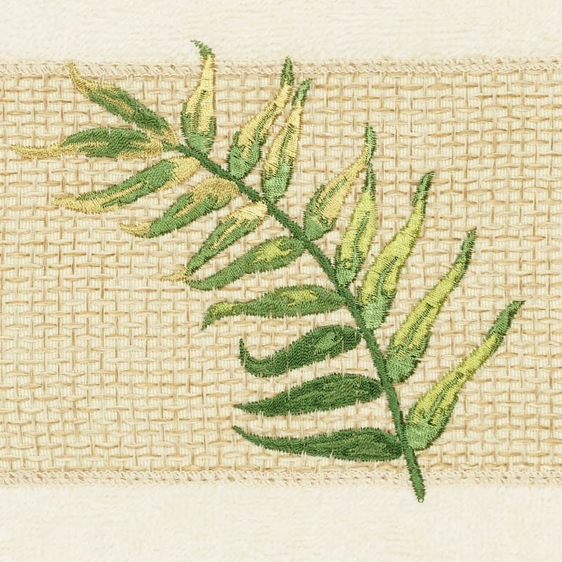 Authentic Hotel and Spa Turkish Cotton Palm Fronds Embroidered Cream 4-piece Towel Set