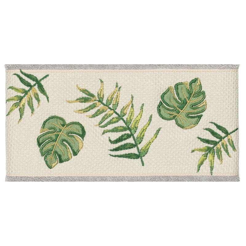 Authentic Hotel and Spa Turkish Cotton Palm Fronds Embroidered Light Grey 3-piece Towel Set