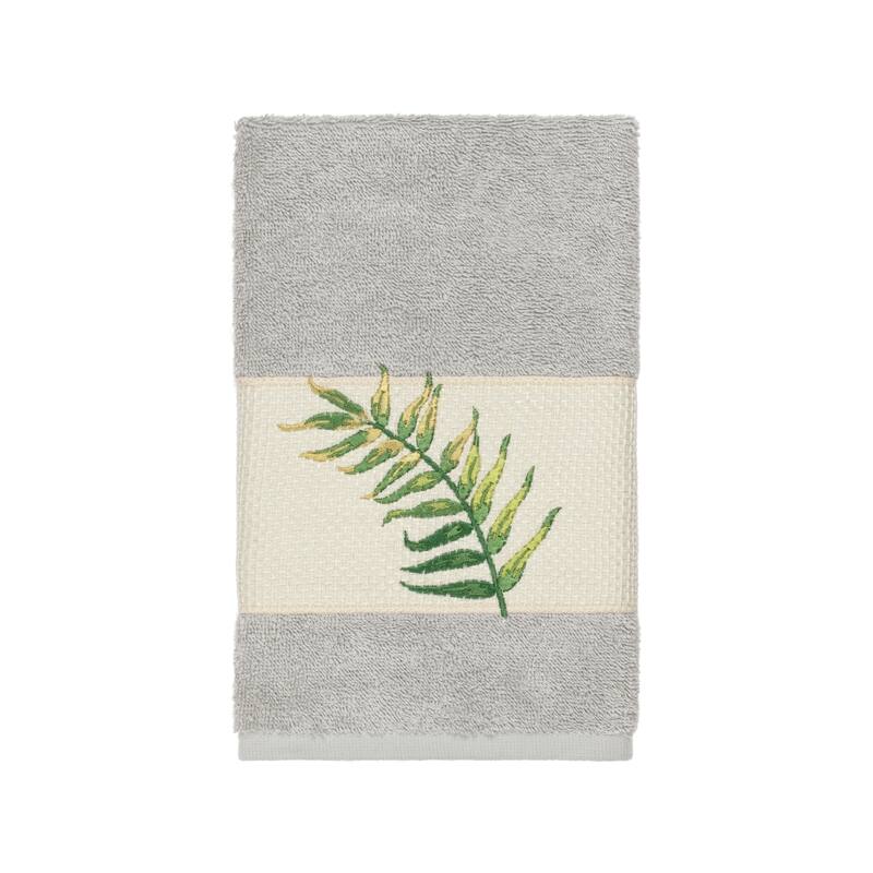 Authentic Hotel and Spa Turkish Cotton Palm Fronds Embroidered Light Grey 3-piece Towel Set