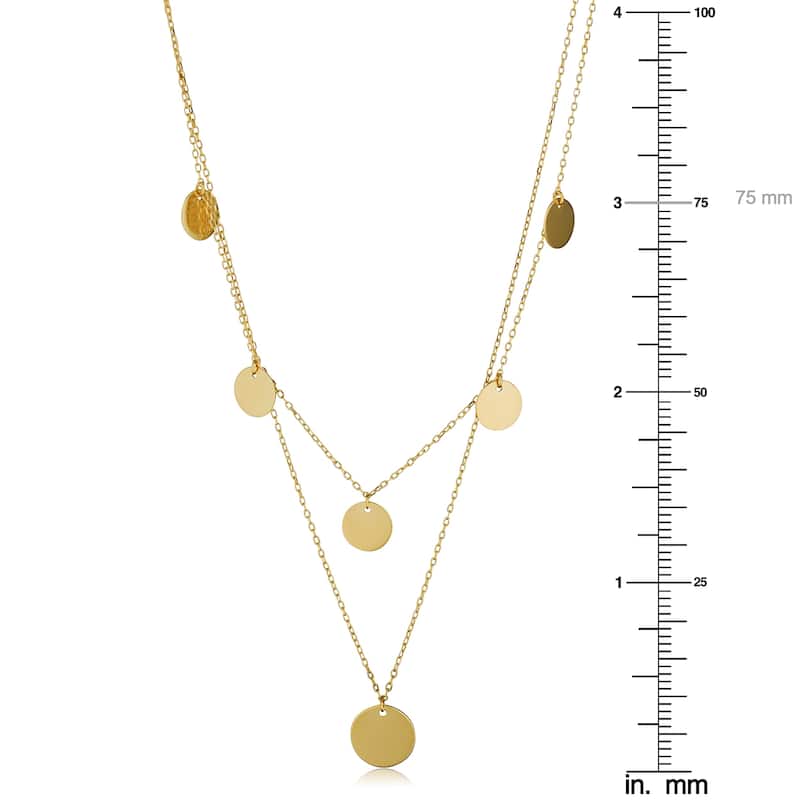 Fremada Italian 14k Yellow Gold Disc Station Layered Necklace (adjustable length from 16 to 17 inches)