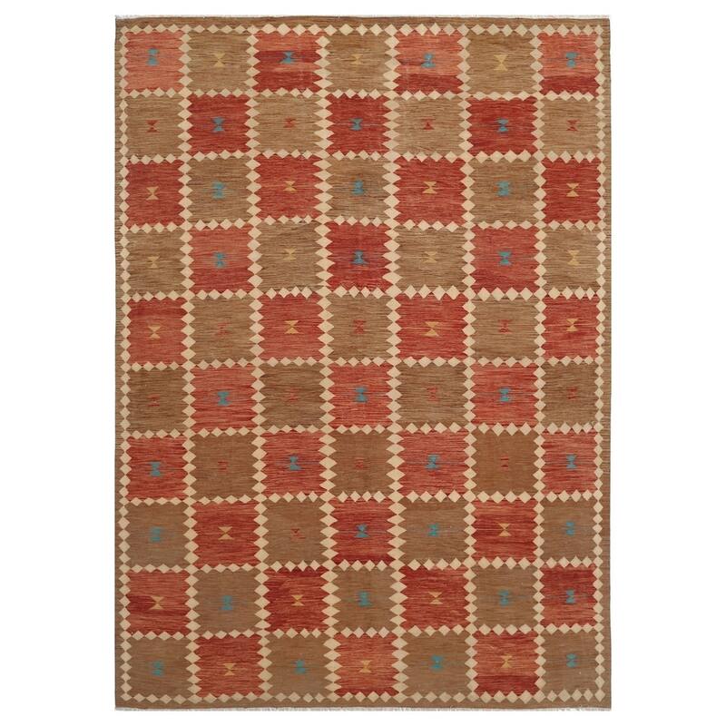 Handmade One-of-a-Kind Wool Kilim (Afghanistan) - 9'4 x 13'2