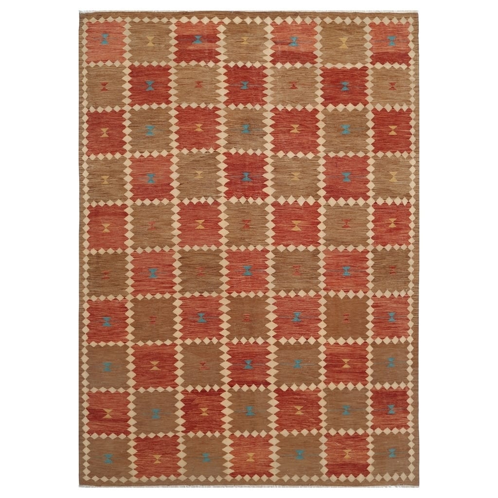 Handmade One-of-a-Kind Wool Kilim (Afghanistan) - 9'4 x 13'2