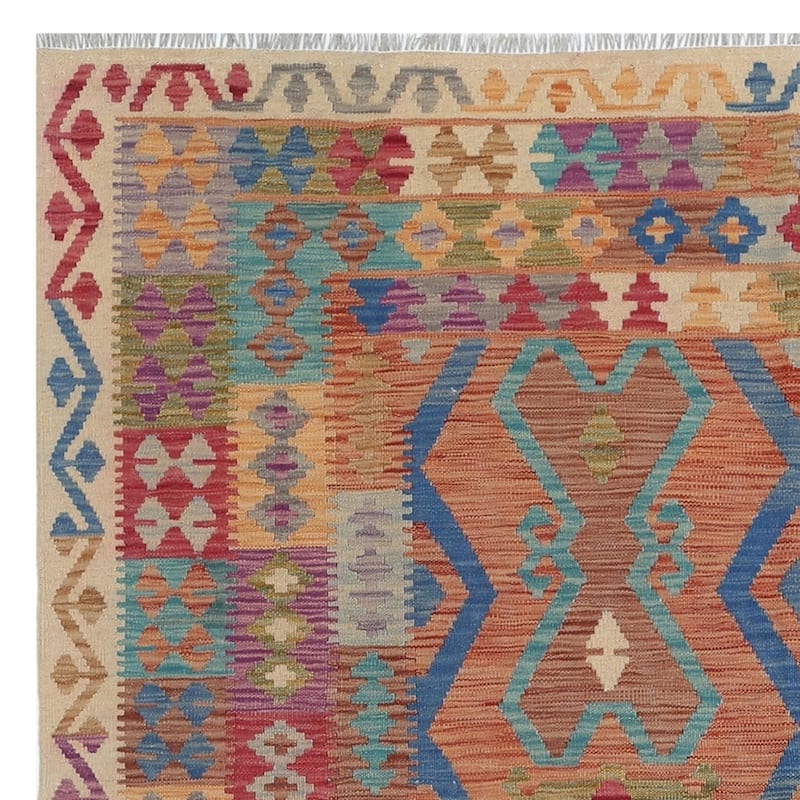 Handmade One-of-a-Kind Wool Kilim (Afghanistan) - 6'5 x 8'