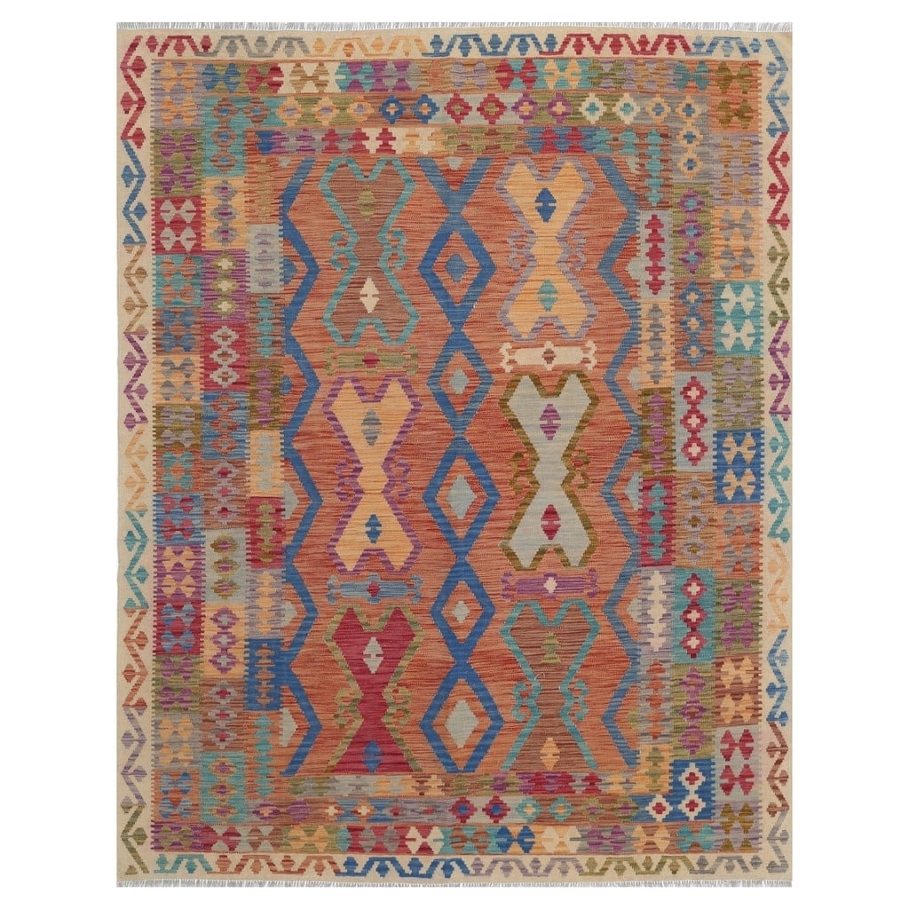 Handmade One-of-a-Kind Wool Kilim (Afghanistan) - 6'5 x 8'