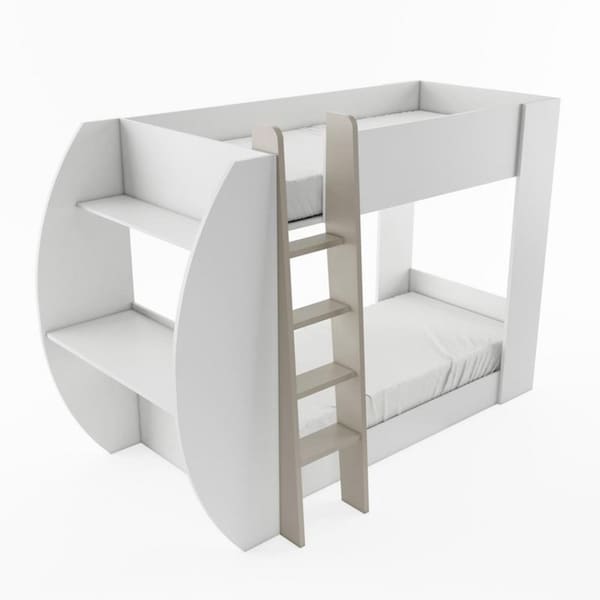 Shop Jerry European White Wood Desk-style Twin Bunk Bed ...