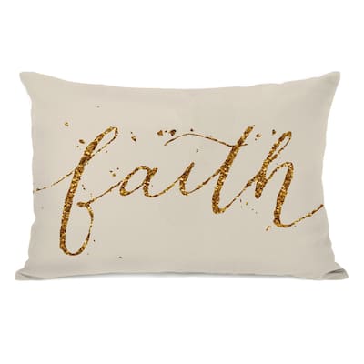 Faith - Cream Gold 14x20 Pillow by OBC