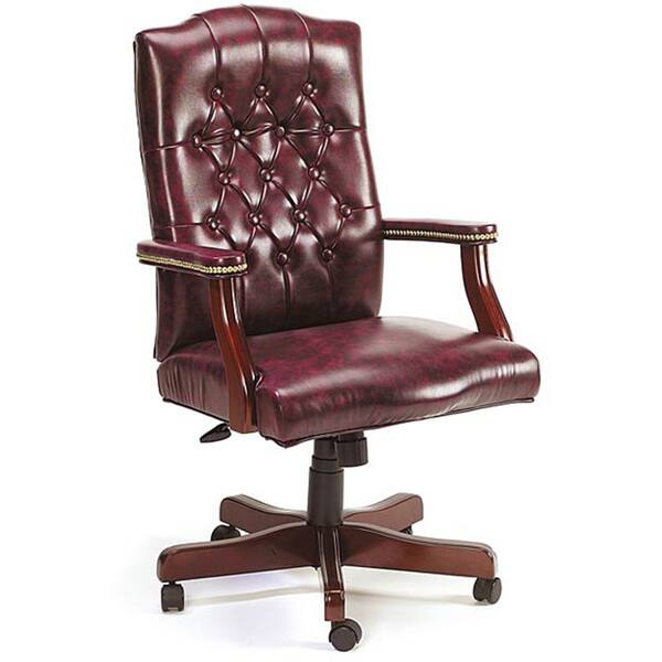 Traditional Executive Swivel Chair in Oxblood Vinyl