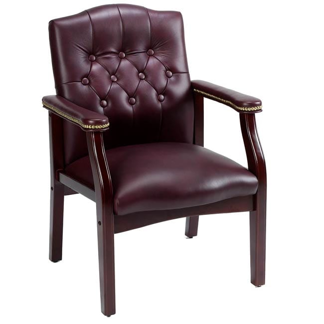 Shop Traditional Executive Burgundy Bonded Leather Guest Chair - Free