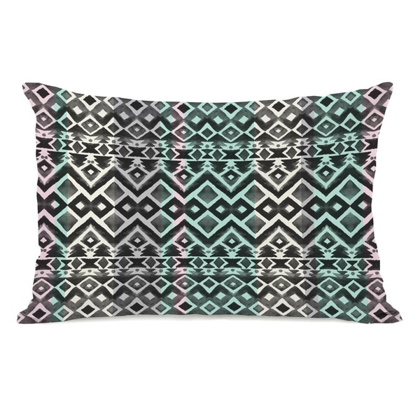 Split Colors - Black Teal 14x20 Pillow by OBC